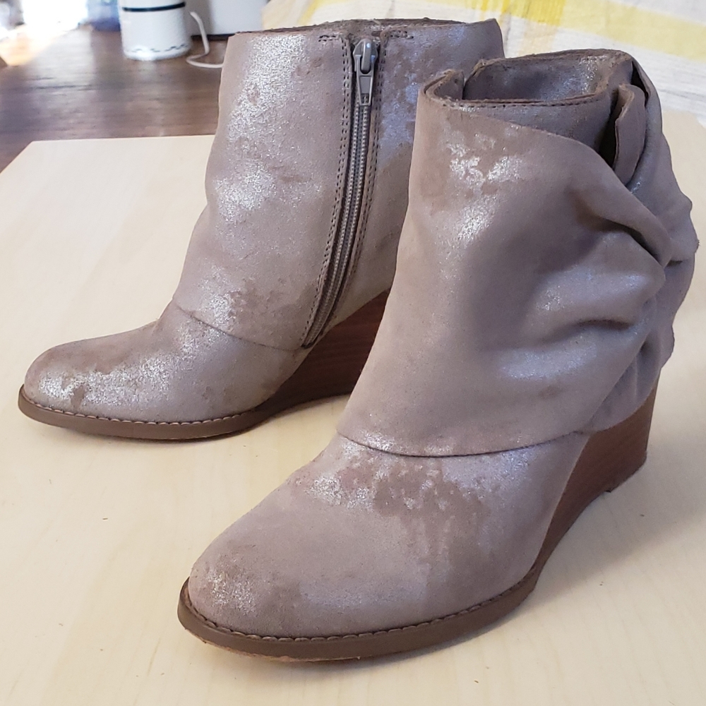 Grey Metallic 'Pegie' Wedge Bootie by Sole Society SIZE 8